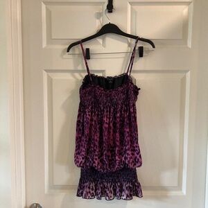 XXI Forever 21 Leopard Print Purple Blouse Y2K